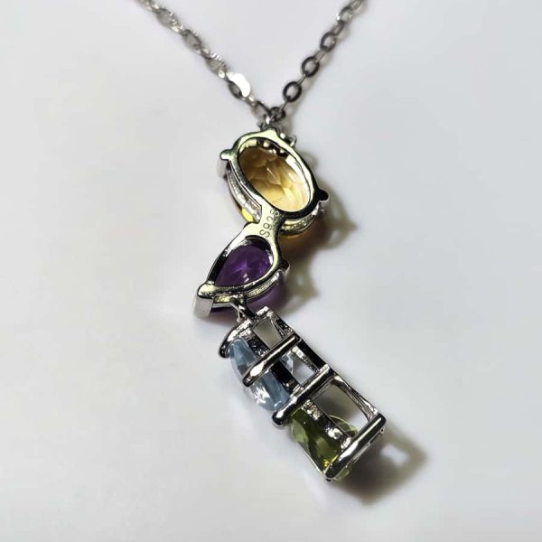 Anhänger aus 925 Silber mit Citrin, Amethyst, Topas und Peridot – vielseitig tragbar durch Universalverschluss