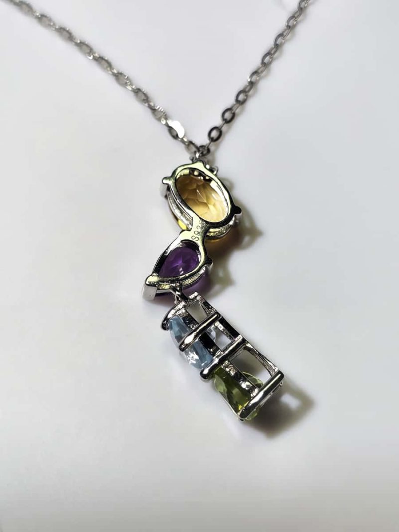 Anhänger aus 925 Silber mit Citrin, Amethyst, Topas und Peridot – vielseitig tragbar durch Universalverschluss