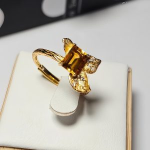 Echtschmuck Silber Ringe mit Stein Gelber Quarz