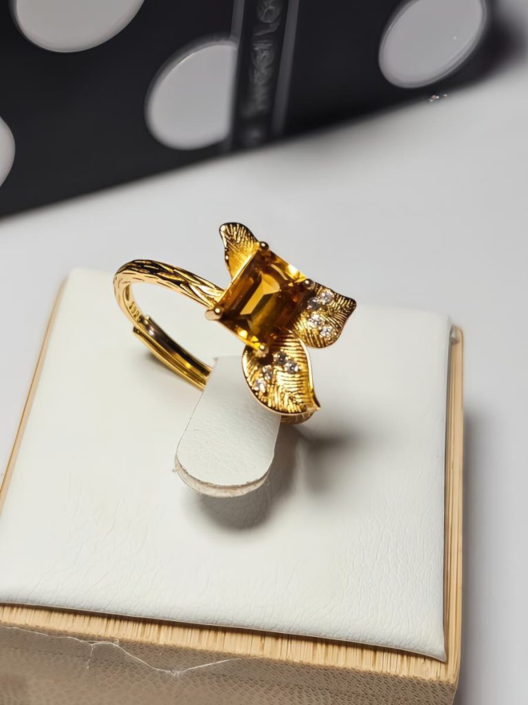 Echtschmuck Silber Ringe mit Stein Gelber Quarz