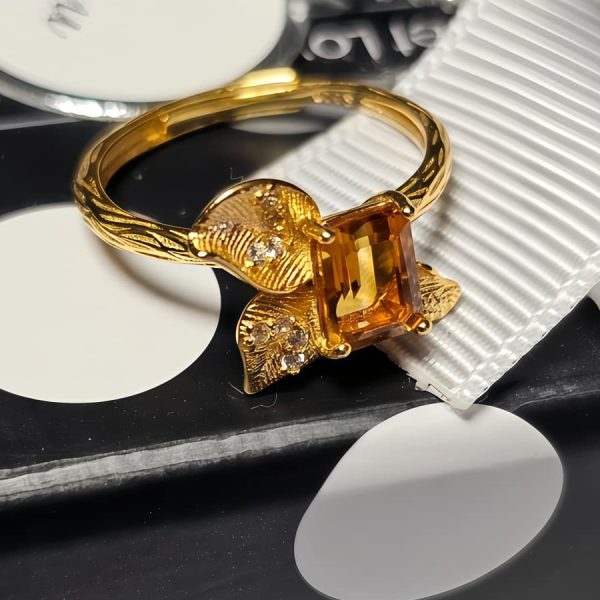 Echtschmuck Silber Ringe mit Stein Gelber Quarz