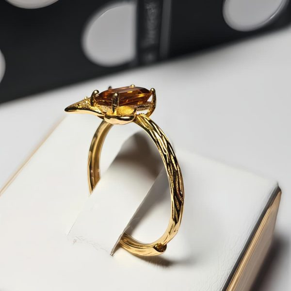 Echtschmuck Silber Ringe mit Stein Gelber Quarz