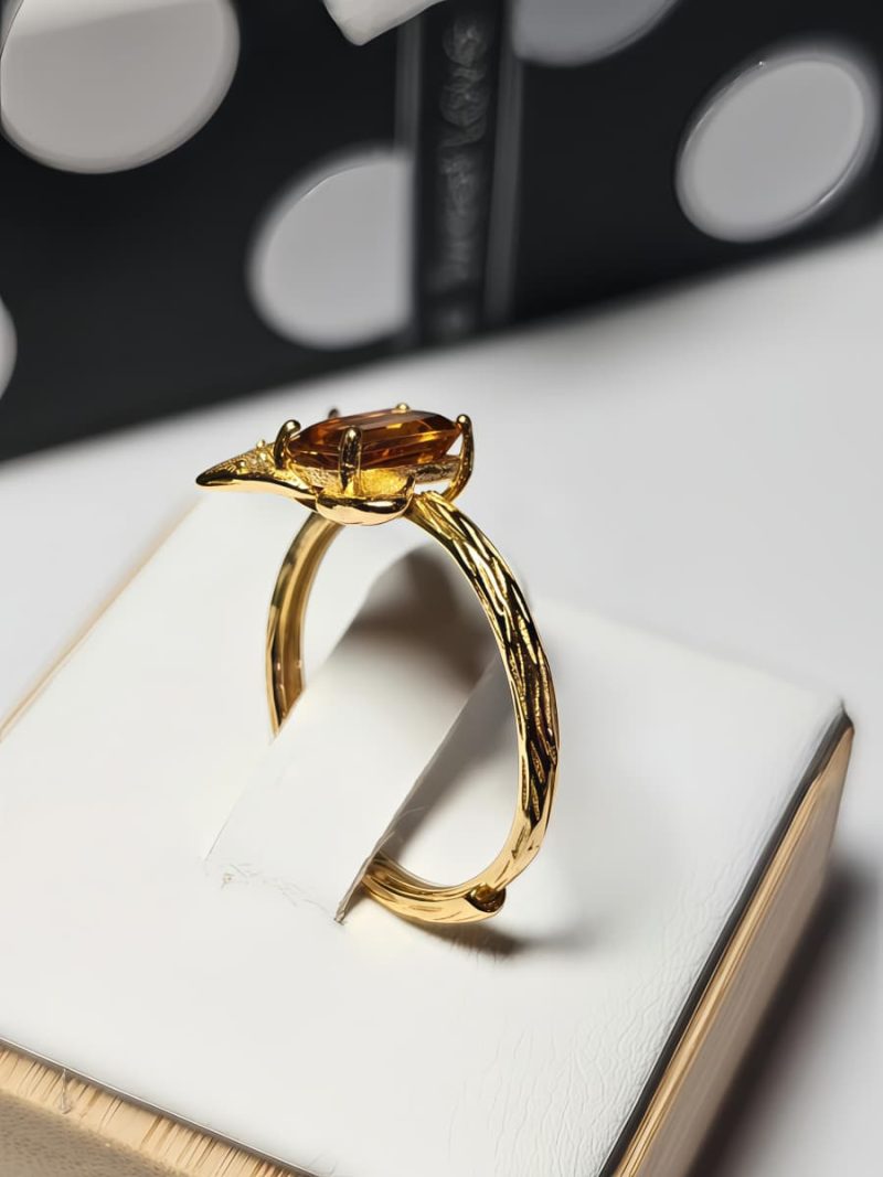 Echtschmuck Silber Ringe mit Stein Gelber Quarz