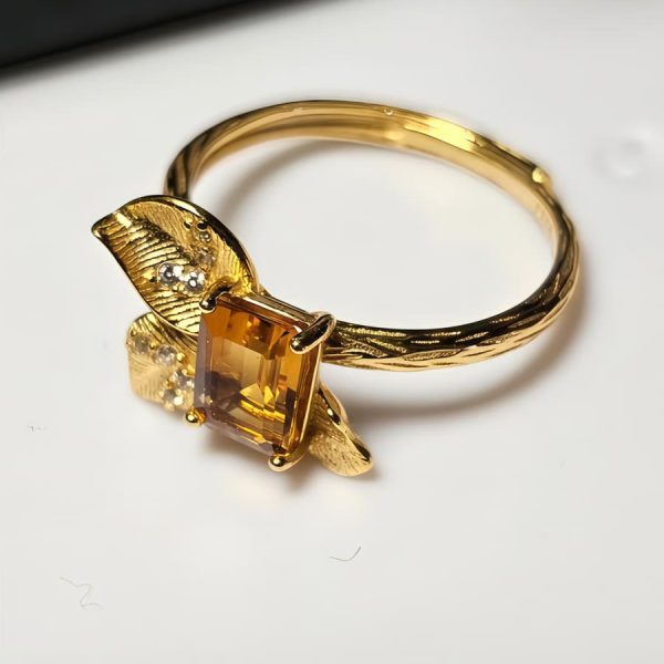 Echtschmuck Silber Ringe mit Stein Gelber Quarz