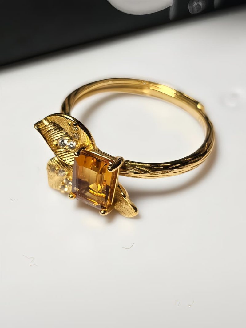 Echtschmuck Silber Ringe mit Stein Gelber Quarz