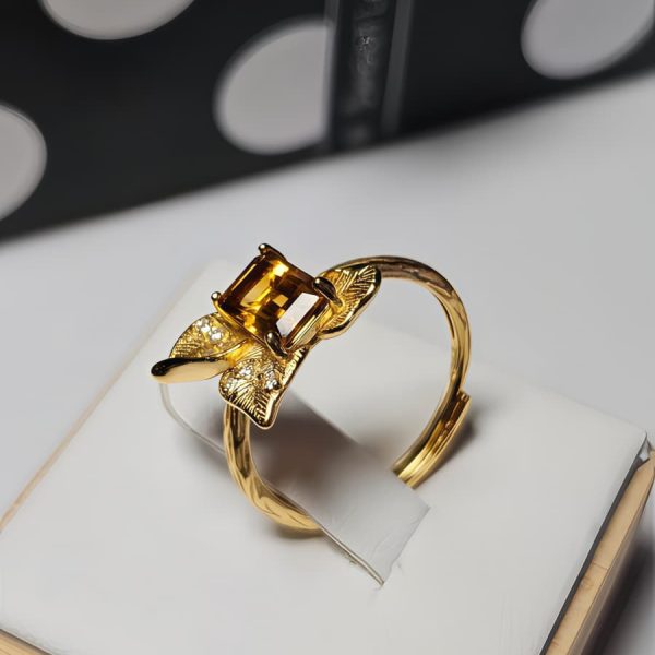 Echtschmuck Silber Ringe mit Stein Gelber Quarz