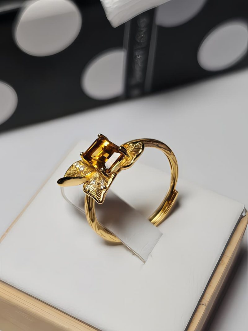 Echtschmuck Silber Ringe mit Stein Gelber Quarz