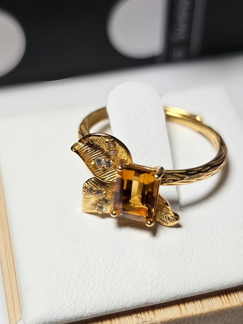 Echtschmuck Silber Ringe mit Stein Gelber Quarz