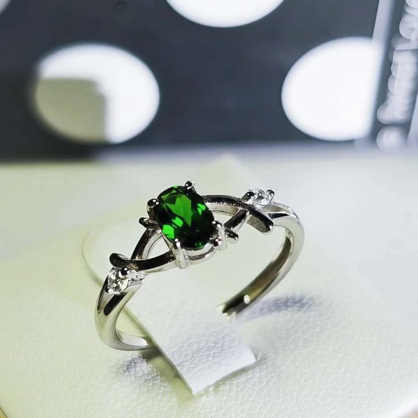 Echtschmuck Silber Ringe Grün Diopsid DR0006