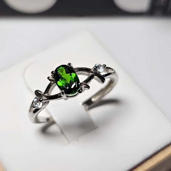 Echtschmuck Silber Ringe Grün Diopsid DR0006