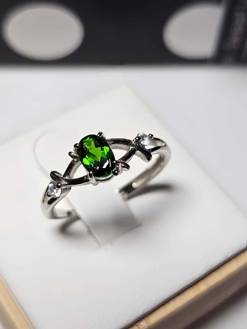 Echtschmuck Silber Ringe Grün Diopsid DR0006