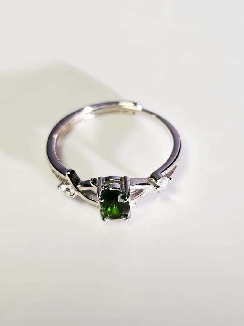 Echtschmuck Silber Ringe Grün Diopsid DR0006