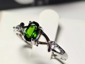Ringe-DR0006-04 Echtschmuck Silber Ringe Grün Diopsid DR0006
