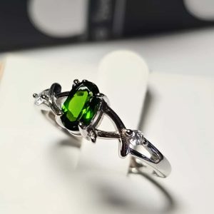 Echtschmuck Silber Ringe Grün Diopsid DR0006
