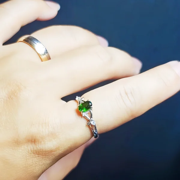 Echtschmuck Silber Ringe Grün Diopsid DR0006