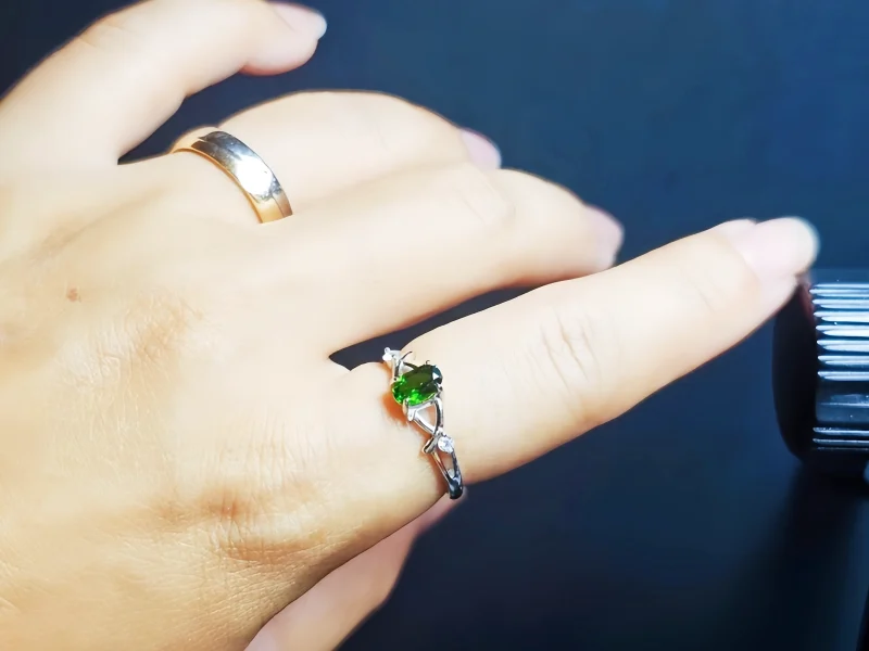Echtschmuck Silber Ringe Grün Diopsid DR0006