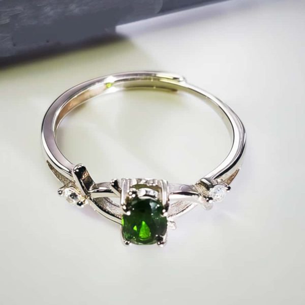 Echtschmuck Silber Ringe Grün Diopsid DR0006