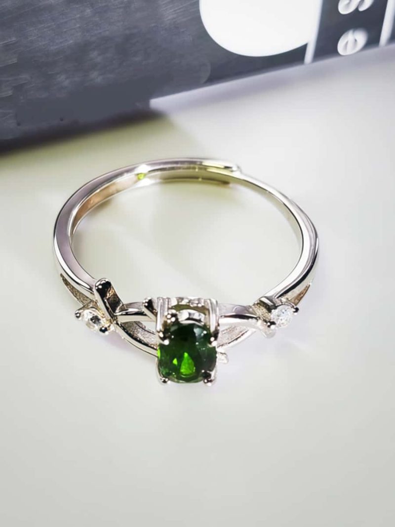 Echtschmuck Silber Ringe Grün Diopsid DR0006