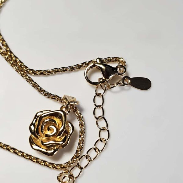 Rosen-DR0006-03 vergoldete Halskette mit Rosen-Anhänger