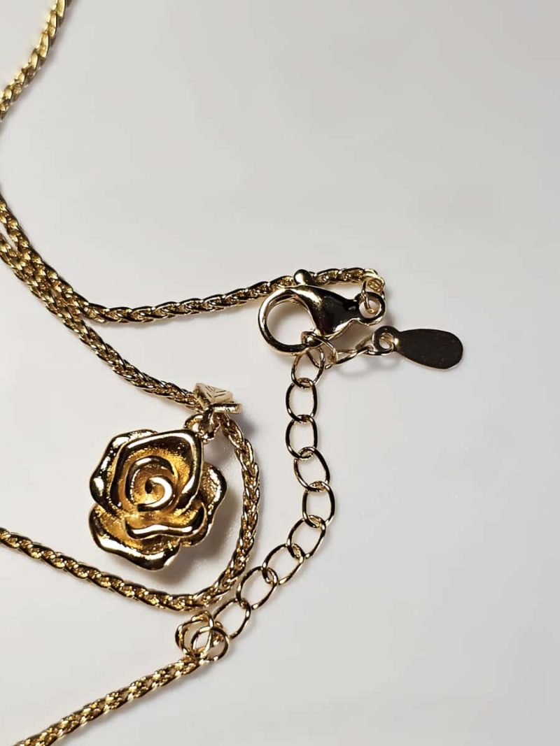 Rosen-DR0006-03 vergoldete Halskette mit Rosen-Anhänger