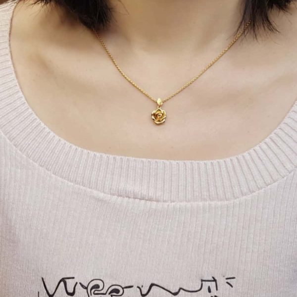 Rosen-DR0006-05 vergoldete Halskette mit Rosen-Anhänger