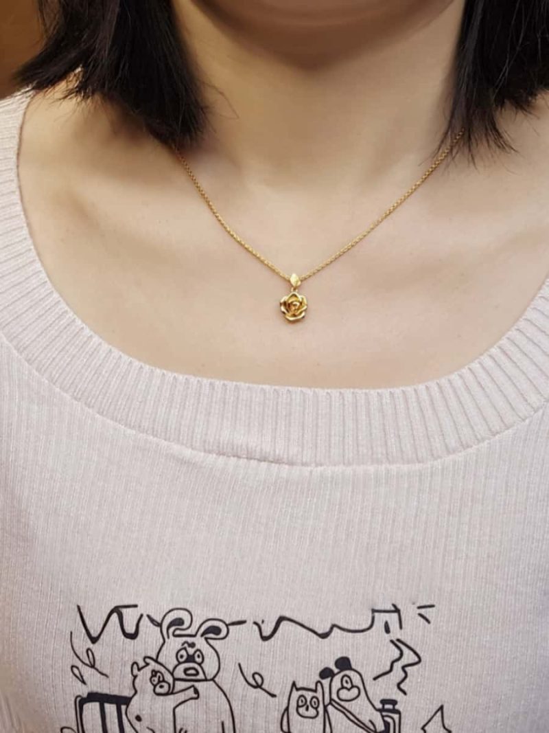 Rosen-DR0006-05 vergoldete Halskette mit Rosen-Anhänger