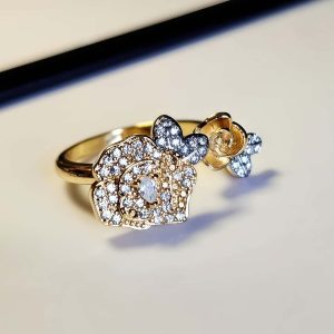 Vergoldeter Rosen-Open-Ring mit Zirkonia