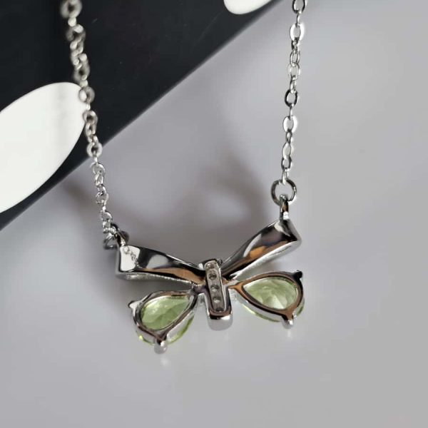 Silber Schleife Halskette mit Olivin Rückseiten