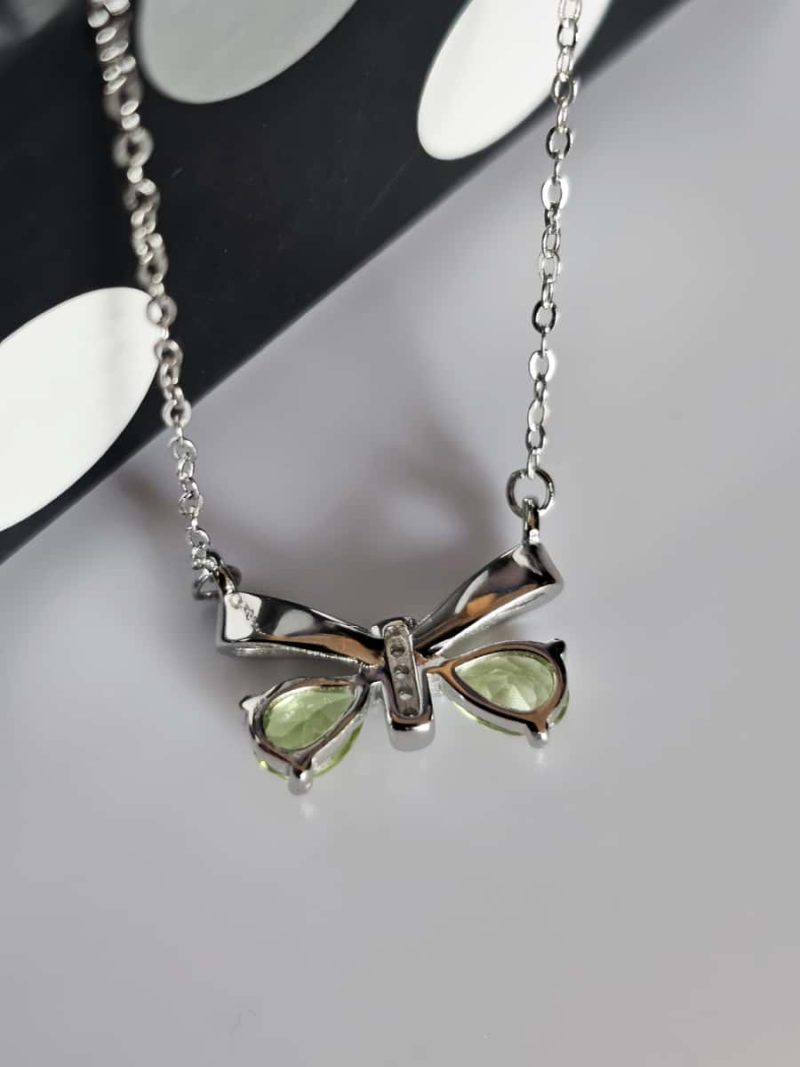 Silber Schleife Halskette mit Olivin Rückseiten