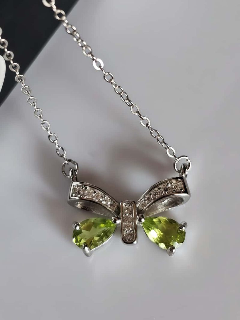 Silber Schleife Halskette mit Olivin