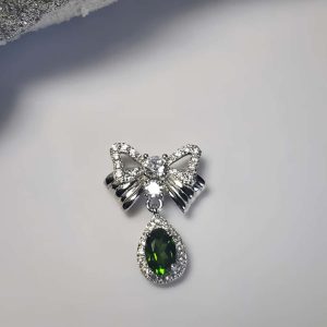 925er Silber Schleifen-Halskette mit Diopsid, Zirkonia