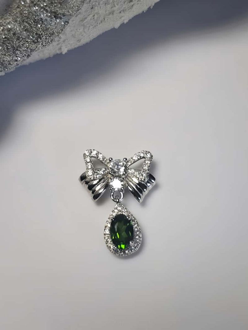 925er Silber Schleifen-Halskette mit Diopsid, Zirkonia