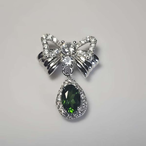 925er Silber Schleifen-Halskette mit Diopsid, Zirkonia