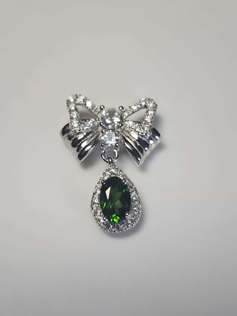 925er Silber Schleifen-Halskette mit Diopsid, Zirkonia