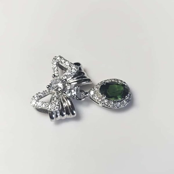 925er Silber Schleifen-Halskette mit Diopsid, Zirkonia