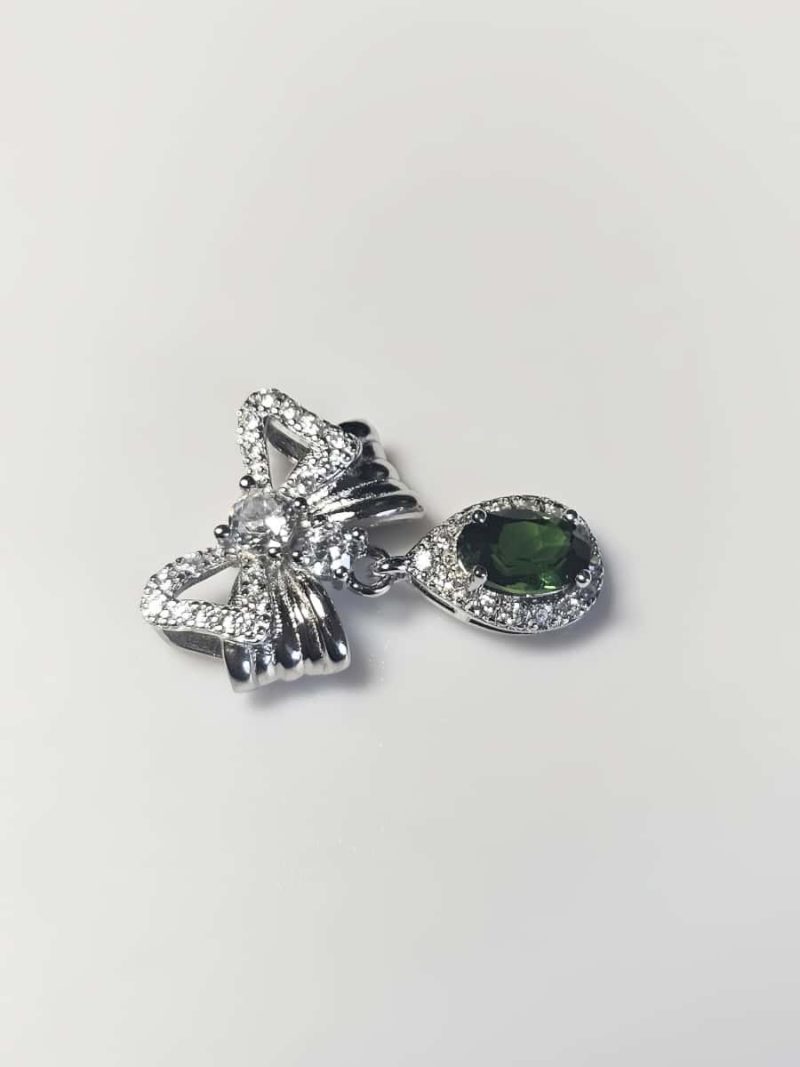 925er Silber Schleifen-Halskette mit Diopsid, Zirkonia