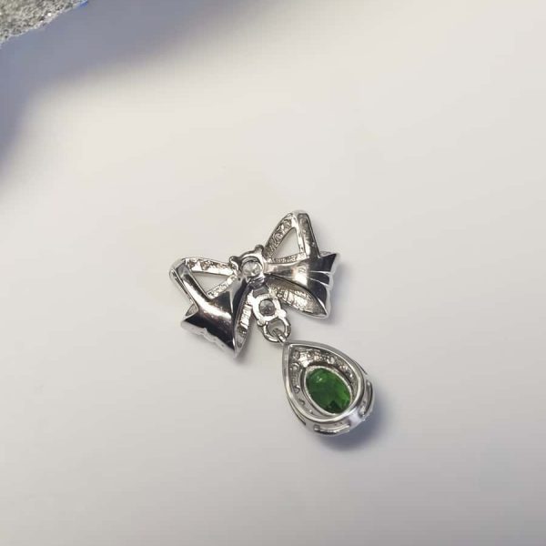 925er Silber Schleifen-Halskette mit Diopsid, Zirkonia