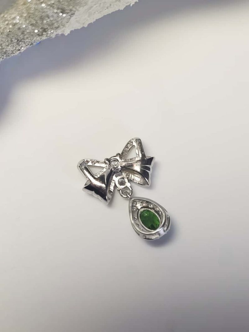 925er Silber Schleifen-Halskette mit Diopsid, Zirkonia