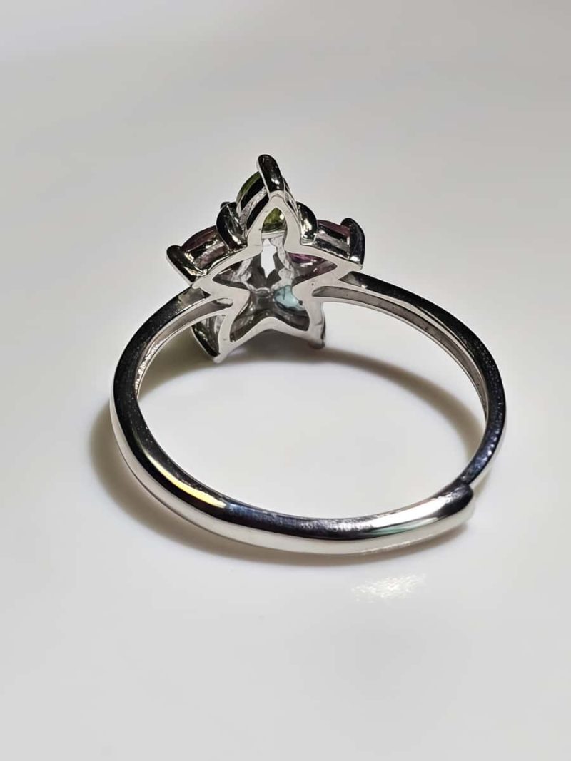 Silberring mit Edelsteinen im Fünfsterne-Design – Topas, Citrin, Peridot und farbigen Akzentsteinen