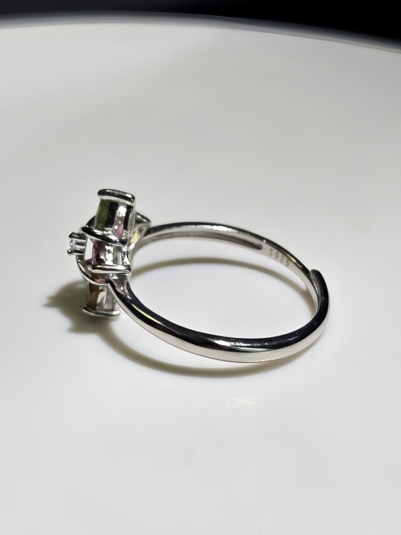 Silberring mit Edelsteinen im Fünfsterne-Design – Topas, Citrin, Peridot und farbigen Akzentsteinen