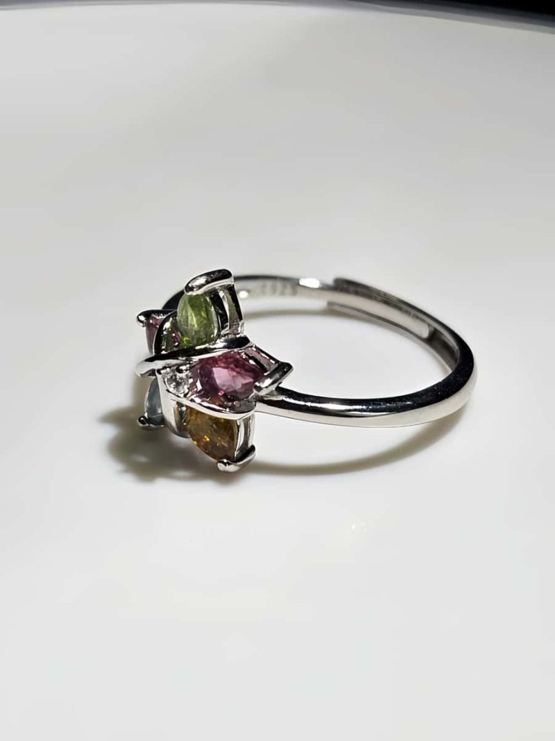 Silberring mit Edelsteinen im Fünfsterne-Design – Topas, Citrin, Peridot und farbigen Akzentsteinen