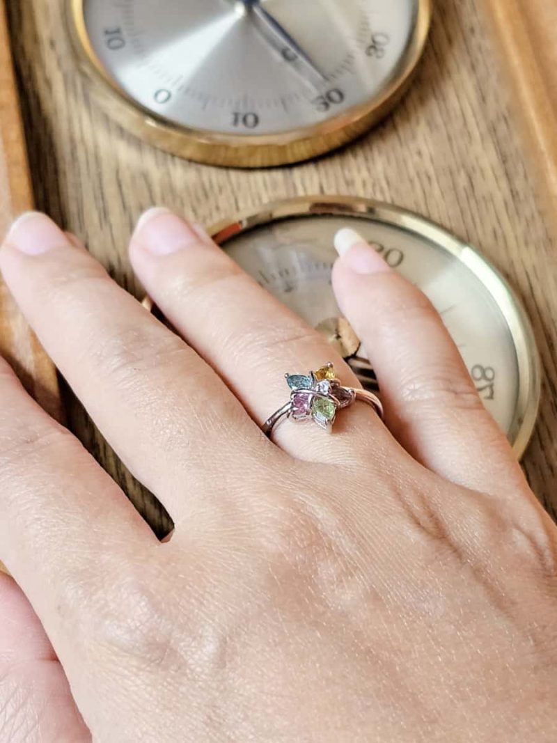Silberring mit Edelsteinen im Fünfsterne-Design – Topas, Citrin, Peridot und farbigen Akzentsteinen