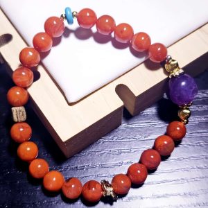 Achat-AB0002-02 Roter Achat Armband Naturstein