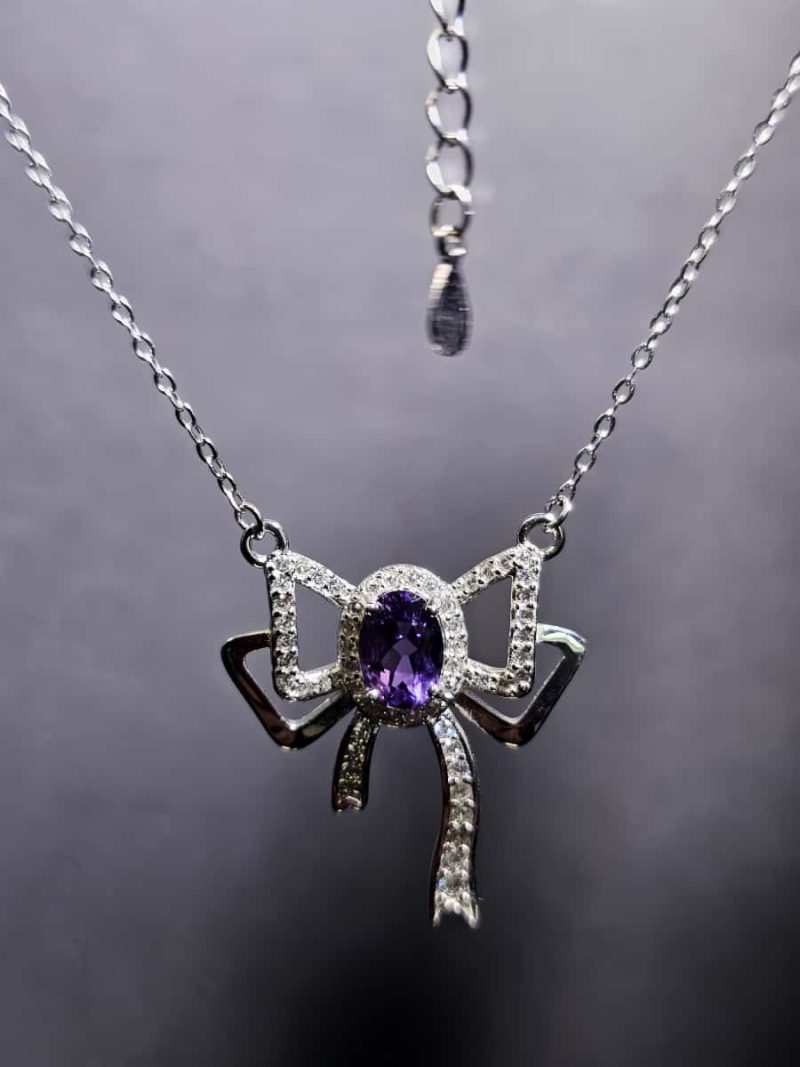 Silberanhänger Schmetterlingsknoten Amethyst mit Zirkonia in 925er Silber