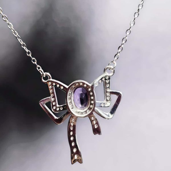 Silberanhänger Schmetterlingsknoten Amethyst mit Zirkonia in 925er Silber