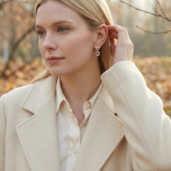 Damen Ohrring mit Rosenkristall Naturstein