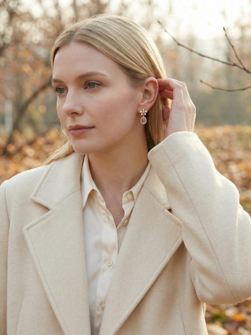 Damen Ohrring mit Rosenkristall Naturstein