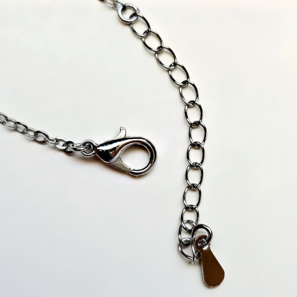 SteinMond-HK016-02 Damen Halskette Stern Mond silberfarben mit Zirkonia und Naturstein Verschluss