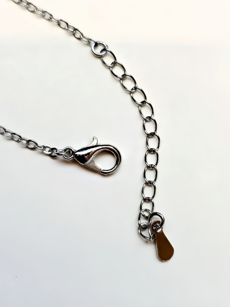 SteinMond-HK016-02 Damen Halskette Stern Mond silberfarben mit Zirkonia und Naturstein Verschluss