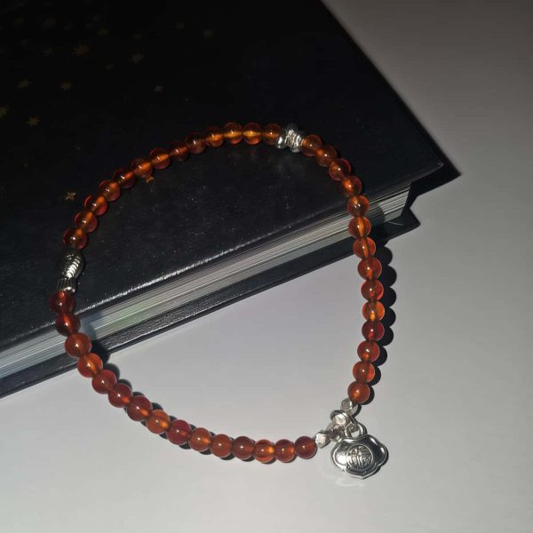 AB-GNA-01-1 Armband Damen mit Garnet Fanta-Orange und Fish, Fu Elemente